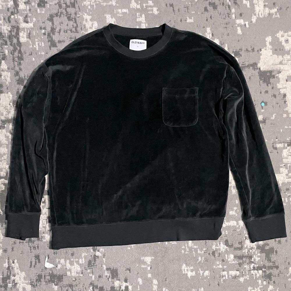 Old Navy Black Suede Sweatshirt Size:XL